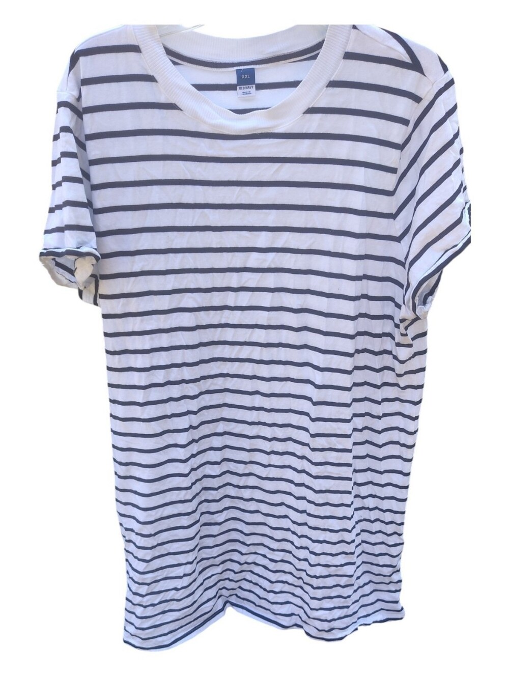 Old Navy Striped Crewneck T-Shirt - White & Navy XXL